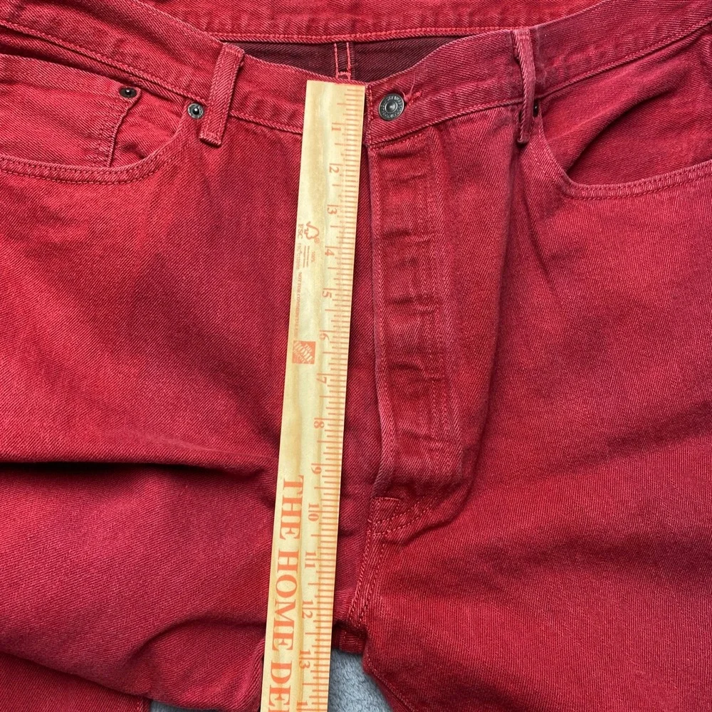 Levis 501 XX Mens 42x32 Original Fit Red Denim Straight Leg Button Fly Jeans